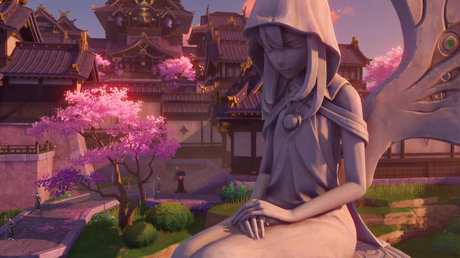 Yae Miko Statue Wallpaper