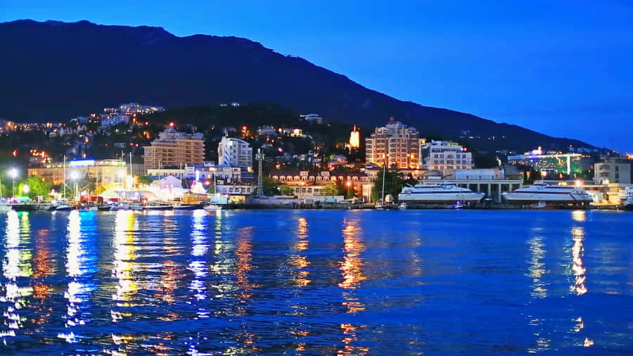 Yalta Night Panorama Wallpaper