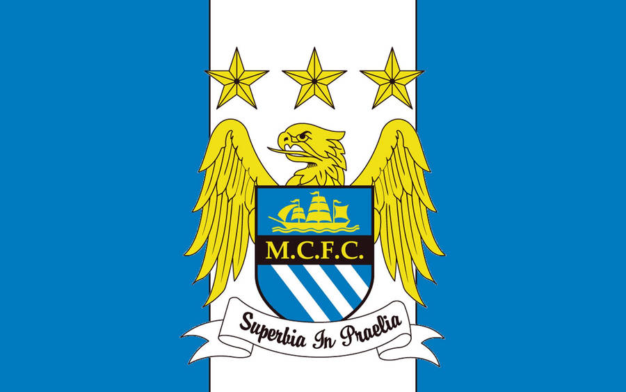 Yellow On Blue Manchester City Logo Wallpaper