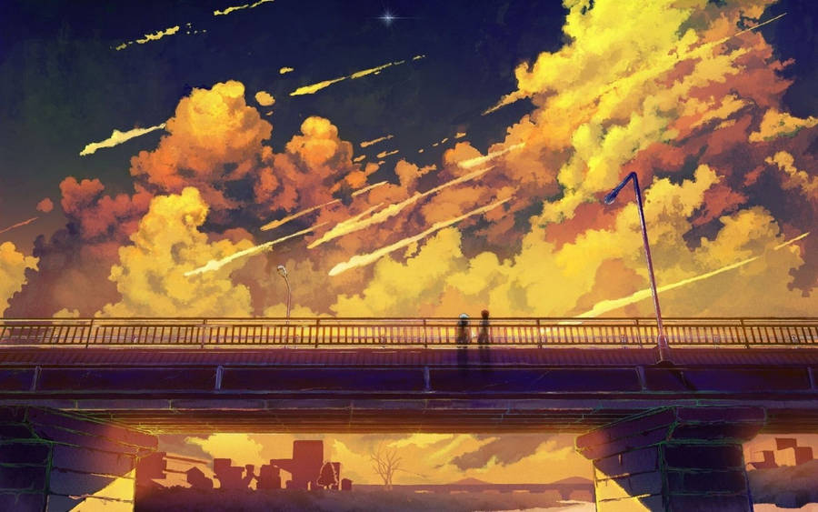 Yellow Orange Anime Scenery Wallpaper