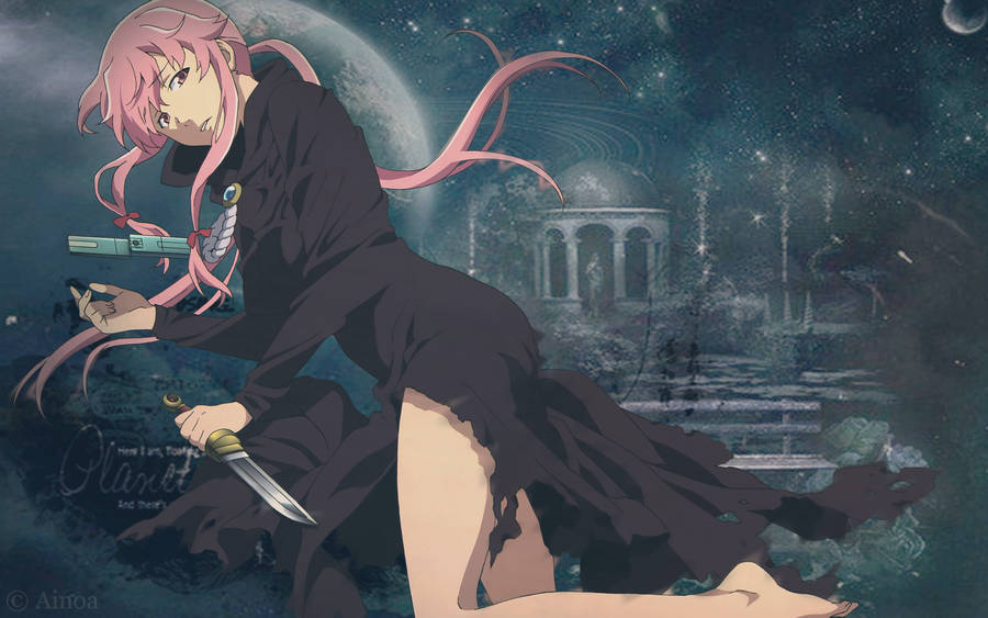 Yuno Gasai Black Dress Wallpaper