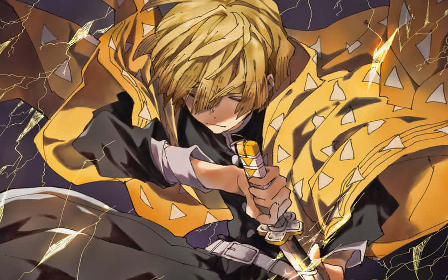 “zenitsu Agatsuma - A Demon Slayer On A Quest For Vengeance” Wallpaper