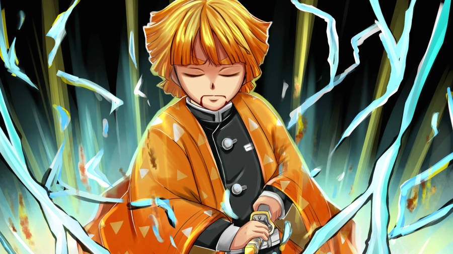 Zenitsu Pfp With Blue Lightning Wallpaper