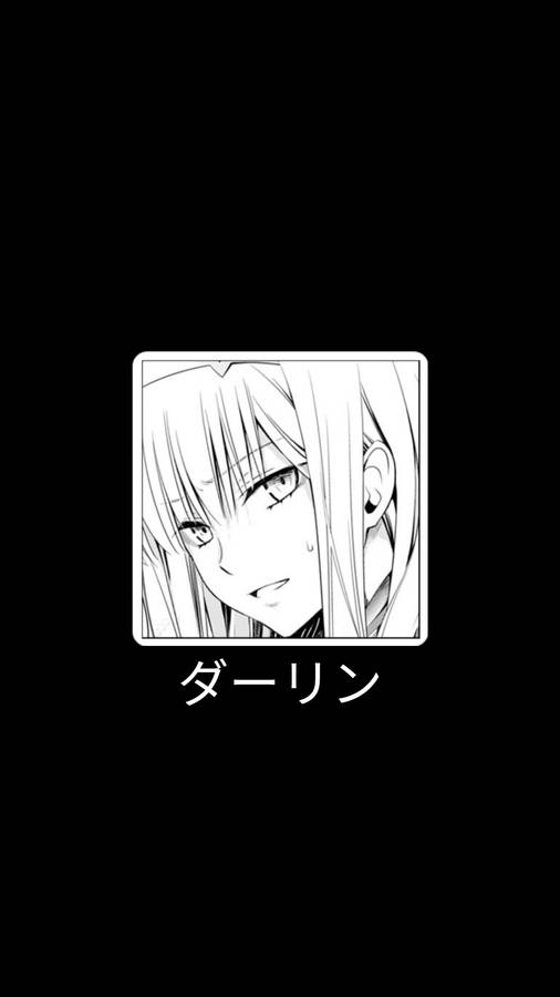 Zero Two Anime Black And White Iphone Wallpaper