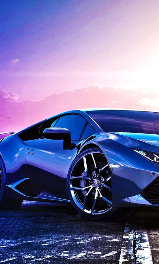 Zoom In On The Beautiful Blue Lamborghini Wallpaper