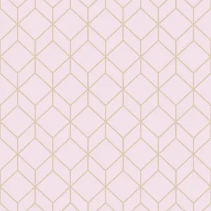 1000x1000 Graham & Brown Myrtle Geo Pink And Rose Gold Removable Wallpaper Wallpaper
