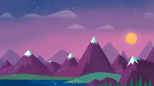 1080p Hd Mountain Range Art Wallpaper