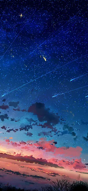 1080x2340 4k Anime Star Sunset Sky Wallpaper