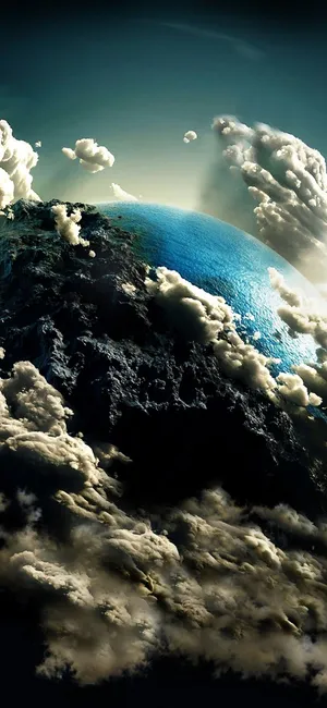 1080x2340 4k Earth In Clouds Digital Art Wallpaper