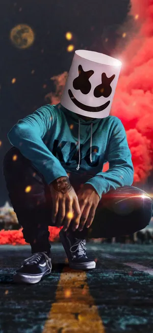 1080x2340 4k Marshmello Colorful Smoke Wallpaper