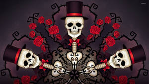 1920x1080 Skeletons In Tophats And Roses Wallpaper - Digital Art Wallpaper Wallpaper