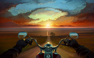 1920x1200 Art Road Hands Sunset Motorcycle. Hd Nature Wallpaper For Mobile Wallpaper