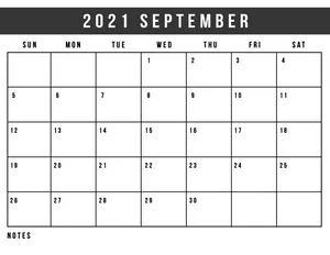 2021 September Calendar Printable Wallpaper