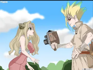 2048x1536 Dr. Stone - Ishigami Senku & Reporter Girl Hd Wallpaper Download Wallpaper