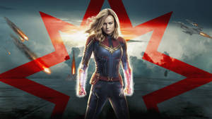 2560x1440 Marvel Captain Marvel Star Logo Wallpaper