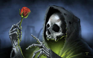 2560x1600 Dark Gothic Skull Skulls Reaper Grim Roses Rose Death Skeleton Wallpaper