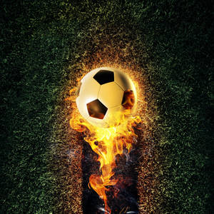 2560x2560 The Ball On Fire Soccer Football Sports Qhd Wallpaper 2 Wallpaper