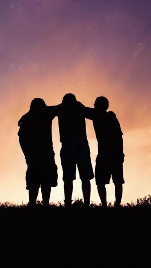 3 Silhouette Male Best Friends Wallpaper