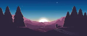 3440x1440 Minimalist Valley Sunrise Wallpaper