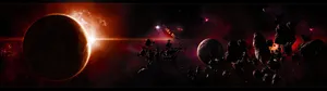 3840 X 1080 Gaming Black And Red Space Wallpaper