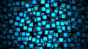 3d Blue Squares On Black Background Wallpaper