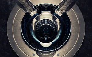 3d Hi-tech Knob On Wall Wallpaper