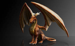 3d Illustration Of An Orange Dragon Wallpaper