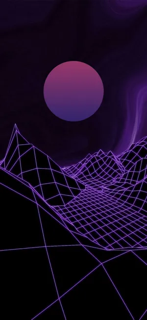 3d Phone Purple Retrowave Landscape Wallpaper