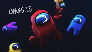 3d Red With Peace Sign Among Us Imposter Wallpaper