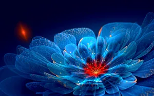4d Blue Flower Wallpaper