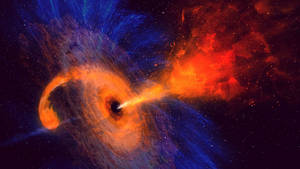 4k Black Hole With Orange Jet Wallpaper