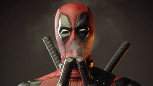 4k Deadpool Blowing Smoke Wallpaper