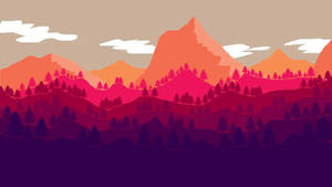 4k Flat Illustration Art Of Tall Orange Mountains Wallpaper