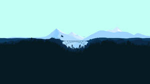 4k Flat Illustration Art Snowy Peak Mountains Wallpaper