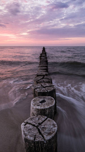 4k Iphone Wooden Fence In Beach Wallpaper