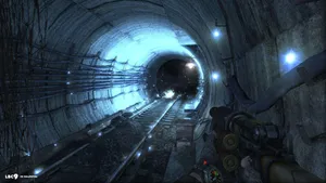 4k Metro 2033 Gun Pointed At Tracks Wallpaper