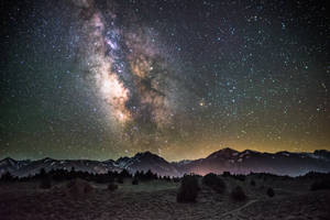4k Mountains, Starry Night Galaxy Wallpaper
