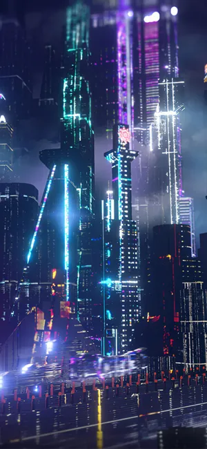 4k Neon Iphone Neon City Buildings Wallpaper