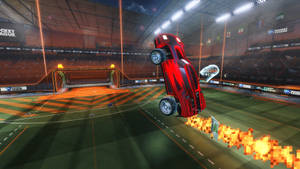 4k Rocket League Red Car Fire Wallpaper