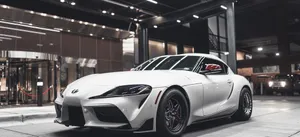 4k Toyota Supra White Display Wallpaper