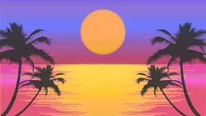 4k Vector Sunset Wallpaper