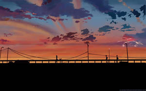 5 Centimeters Per Second Sunset Silhouette Wallpaper