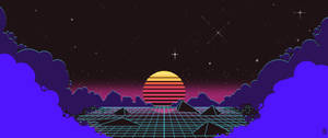 6880x2880 Outrun Sunset Wallpaper Wallpaper