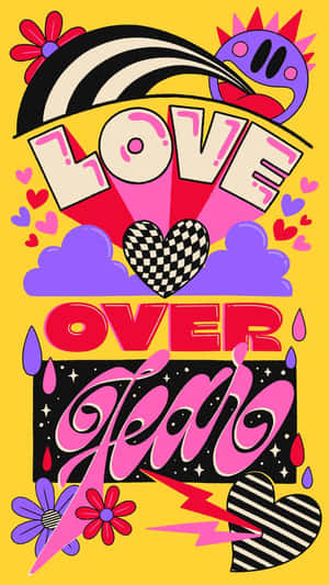 70s Hippie Love Fear Wallpaper
