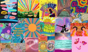 70s Trippy Aesthetic Collage Wallpaper