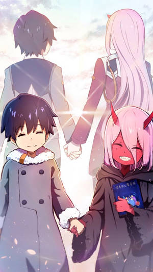 720x1280 Download 720x1280 Wallpaper Hiro And Zero Two, Anime, Friends Wallpaper