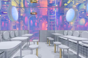 '80s-inspired Interior Of A Burger Joint Wallpaper