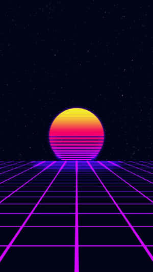80s Vaporwave Retro Sunset Wallpaper