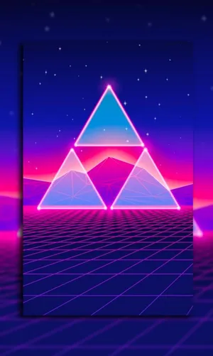 80s Vaporwave Triple Triangles Wallpaper