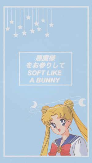 90s Anime Aesthetic Blue Sailor Moon Wallpaper